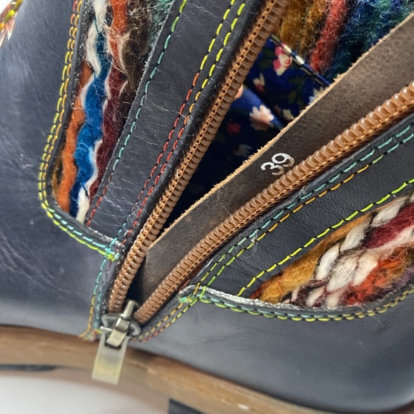 Socofy Bohemian Colorful Embroidered side zipper Ankle Boots size 39 - Picture 5 of 6